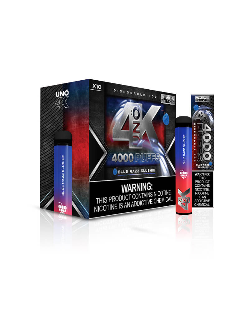 Blue Razz Slushie 4K 10 pack of Uno 4k Blue Razz Slushie